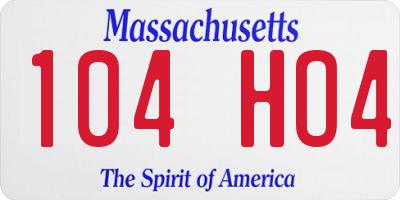 MA license plate 104HO4