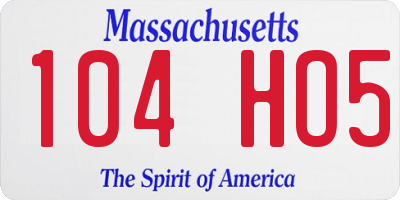 MA license plate 104HO5