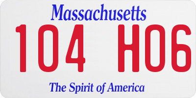 MA license plate 104HO6