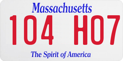 MA license plate 104HO7