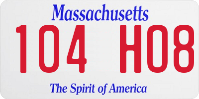MA license plate 104HO8