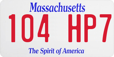 MA license plate 104HP7
