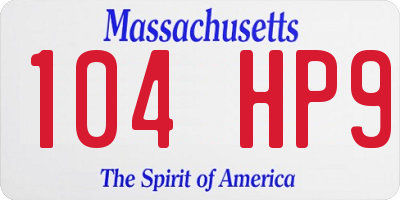 MA license plate 104HP9