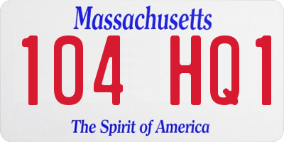 MA license plate 104HQ1