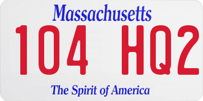 MA license plate 104HQ2