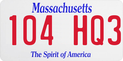 MA license plate 104HQ3