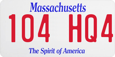 MA license plate 104HQ4