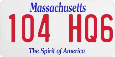 MA license plate 104HQ6