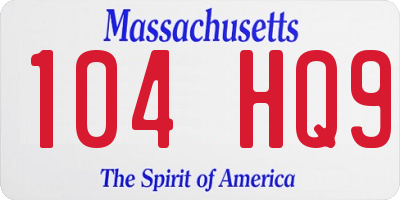 MA license plate 104HQ9