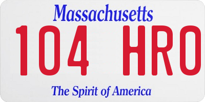 MA license plate 104HR0