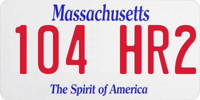 MA license plate 104HR2