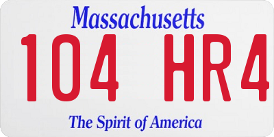 MA license plate 104HR4