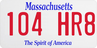 MA license plate 104HR8
