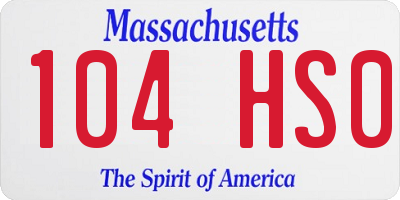 MA license plate 104HS0