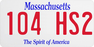 MA license plate 104HS2
