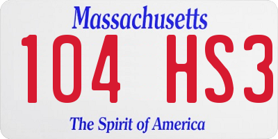 MA license plate 104HS3