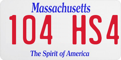 MA license plate 104HS4