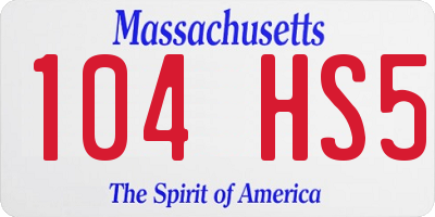 MA license plate 104HS5