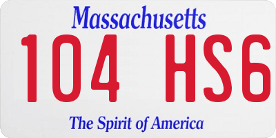 MA license plate 104HS6