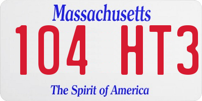 MA license plate 104HT3