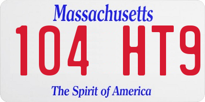 MA license plate 104HT9
