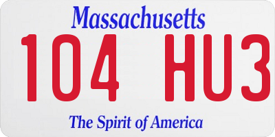 MA license plate 104HU3
