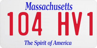 MA license plate 104HV1