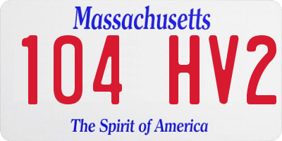 MA license plate 104HV2