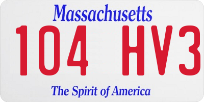MA license plate 104HV3