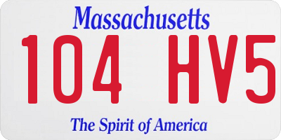 MA license plate 104HV5