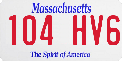 MA license plate 104HV6