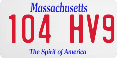 MA license plate 104HV9