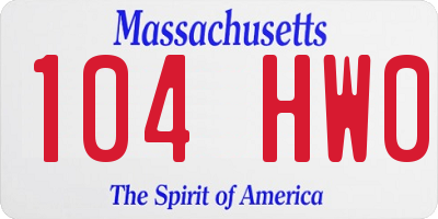 MA license plate 104HW0