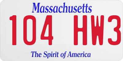 MA license plate 104HW3