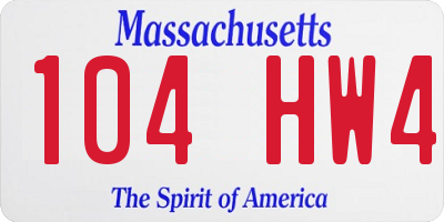 MA license plate 104HW4