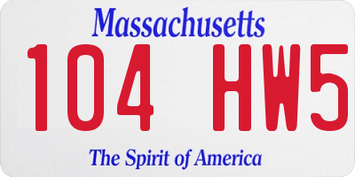 MA license plate 104HW5