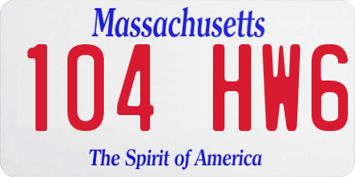 MA license plate 104HW6