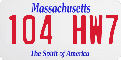 MA license plate 104HW7