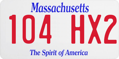 MA license plate 104HX2