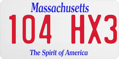 MA license plate 104HX3