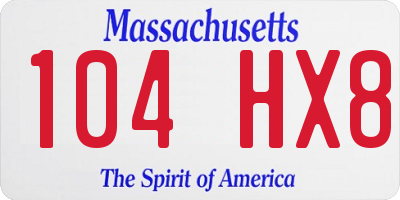 MA license plate 104HX8