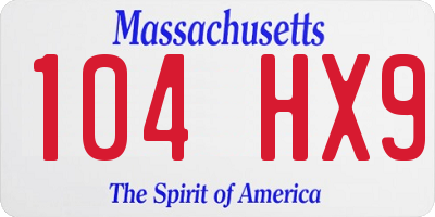 MA license plate 104HX9