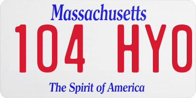 MA license plate 104HY0
