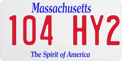 MA license plate 104HY2