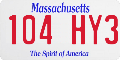 MA license plate 104HY3