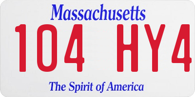 MA license plate 104HY4