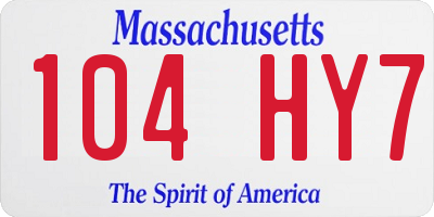 MA license plate 104HY7