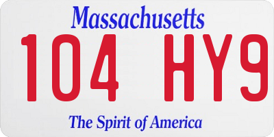 MA license plate 104HY9