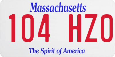 MA license plate 104HZ0