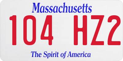 MA license plate 104HZ2